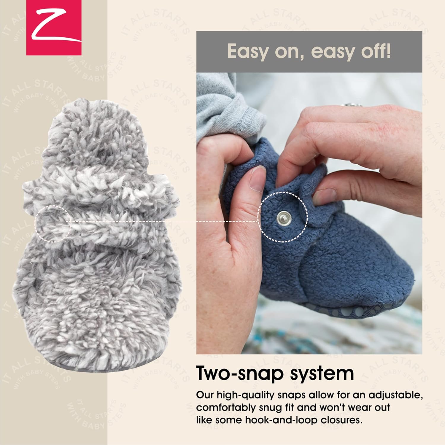 Zutano Unisex Furry Baby Booties with Grippers, Organic Cotton Lining, Baby Registry Must Haves - Image 3